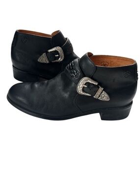 Ariat Ankle Boots Leather Blair Western Black Silver Buckle Size 7.5